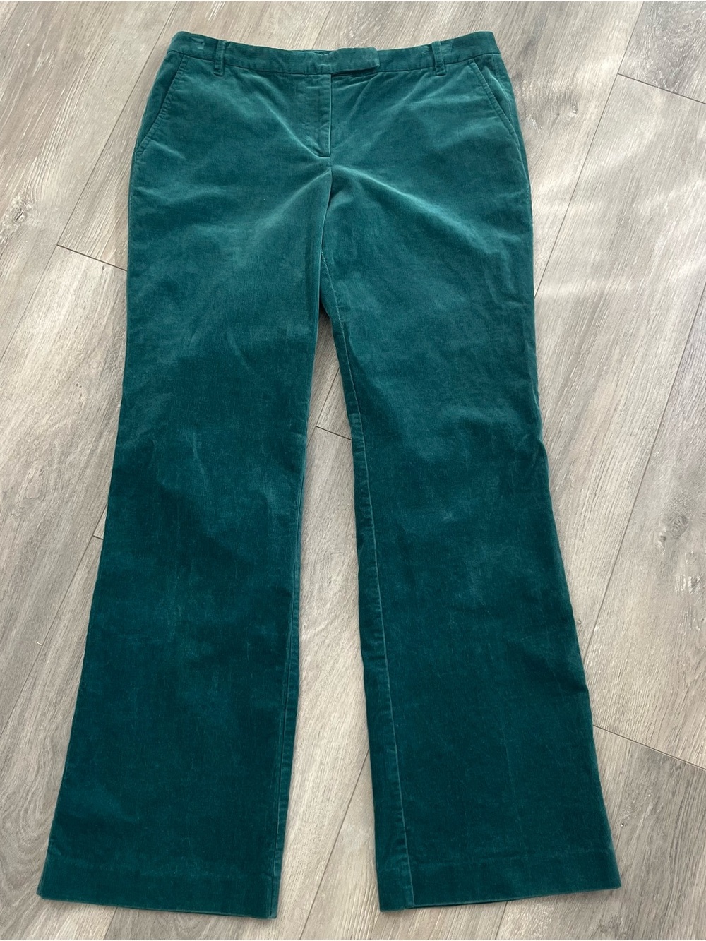 Ann Taylor LOFT Marisa Teal Green Corduroy Pants Size 6 Straight Leg